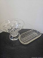 Pedestal bowl and oblong serving dish together