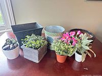 Group shot of all seven planters on tabletop
