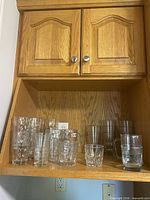 Full view of all glass pieces on shelf