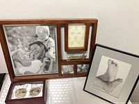 Overall lot showing collage frame, 8x10 frame, and keepsake set