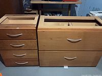Both wood storage bases side by side without countertop