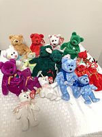 Group image of all 19 Ty Beanie Baby bears