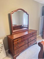 Front view of dresser with mirror attached