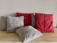 Group shot of all six pillows arranged together