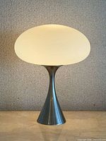 Front view of mushroom lamp lit