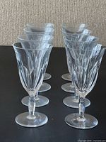 Eight cut crystal wine glasses side view