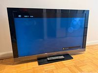 Front view of Sony TV powered on displaying HDMI input