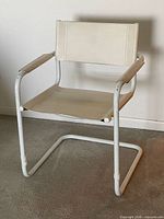 Full view of leather cantilever chair