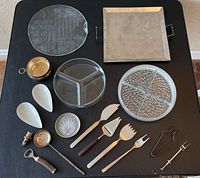 Group shot of all serving pieces on table