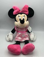 Front view of full Minnie Mouse plush showing size and details
