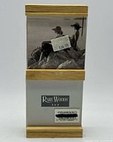 Front view showing Rare Woods 3x3 frame, price sticker, branding and barcode