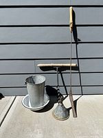 Group view of all five vintage implements