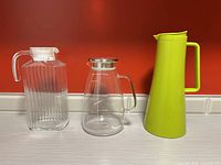Group shot of Luminarc pitcher, borosilicate pitcher and Bodum thermo jug