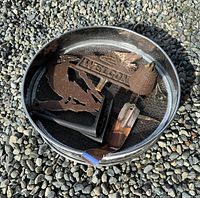All items grouped in sifter showing screens, frog sign, raven sign, bell, brackets