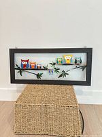 Front view of fused glass owl panel showing entire artwork