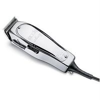 Close view of Andis Master corded hair clipper showing chrome body and attached cord