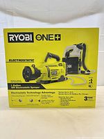 Front of sealed Ryobi ONE+ electrostatic sprayer box