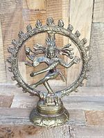Front view of brass Shiva Nataraja figurine showing full detail and condition