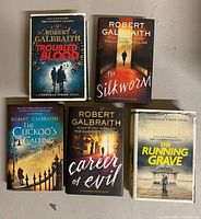 Group shot of all five Robert Galbraith hardcover novels