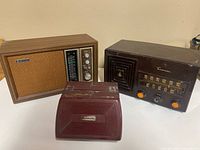 Front view of all three vintage radios