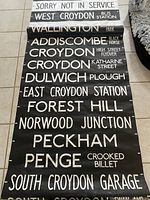 Upper section of roll showing ‘SORRY NOT IN SERVICE’, West Croydon and other destinations