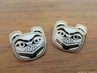 Front view of both bear mask earrings