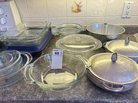 Group shot showing all glass bakeware and aluminum dishes