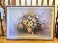 Framed acrylic floral painting front view