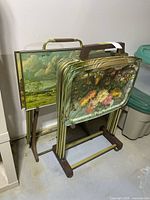 Overall view of both sets of TV trays on their stands