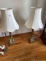 Full view of both matching table lamps with shades attached