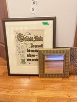 Golden Rule framed art, square mirror, Bless This House plaque