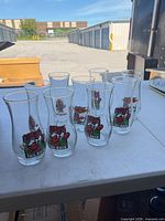 Group of eight Red Lobster Tail Back hurricane glasses