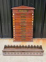 front view of scoreboard and cue rack