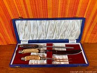 Open case showing three-piece carving set