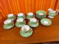 Group shot of entire tea set showing all pieces