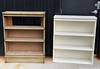 Front view of both barrister bookcases showing colors and section counts