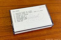 Front view of cassette case showing typed track list and Capitol Records logo