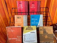 All seven manuals displayed on rack