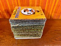 Stack of Little Golden Books, side view showing foil spines