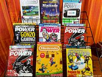 Entire rack showing all nine Nintendo-related magazines