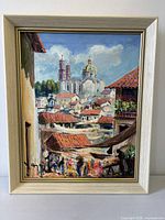 Full view of framed oil painting