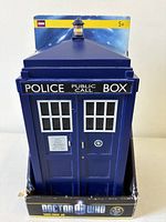 Front of boxed TARDIS cookie jar