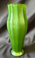 full front view of green satin glass vase