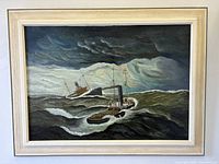 Frontal view of framed oil painting