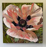 Front view of square poppy oil painting on canvas