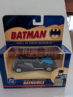 Front view of sealed Corgi Batman Batmobile box showing car and branding