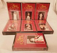 Front view of all seven sealed Maria Callas cassettes