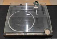 Overall view of Pioneer PL-L1000 turntable with dust cover closed