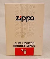Front of outer box showing Zippo branding and model text