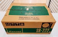 Original Sansui SR-222 shipping carton, model and weight details visible